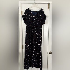 Navy Dress with Pink Flowers